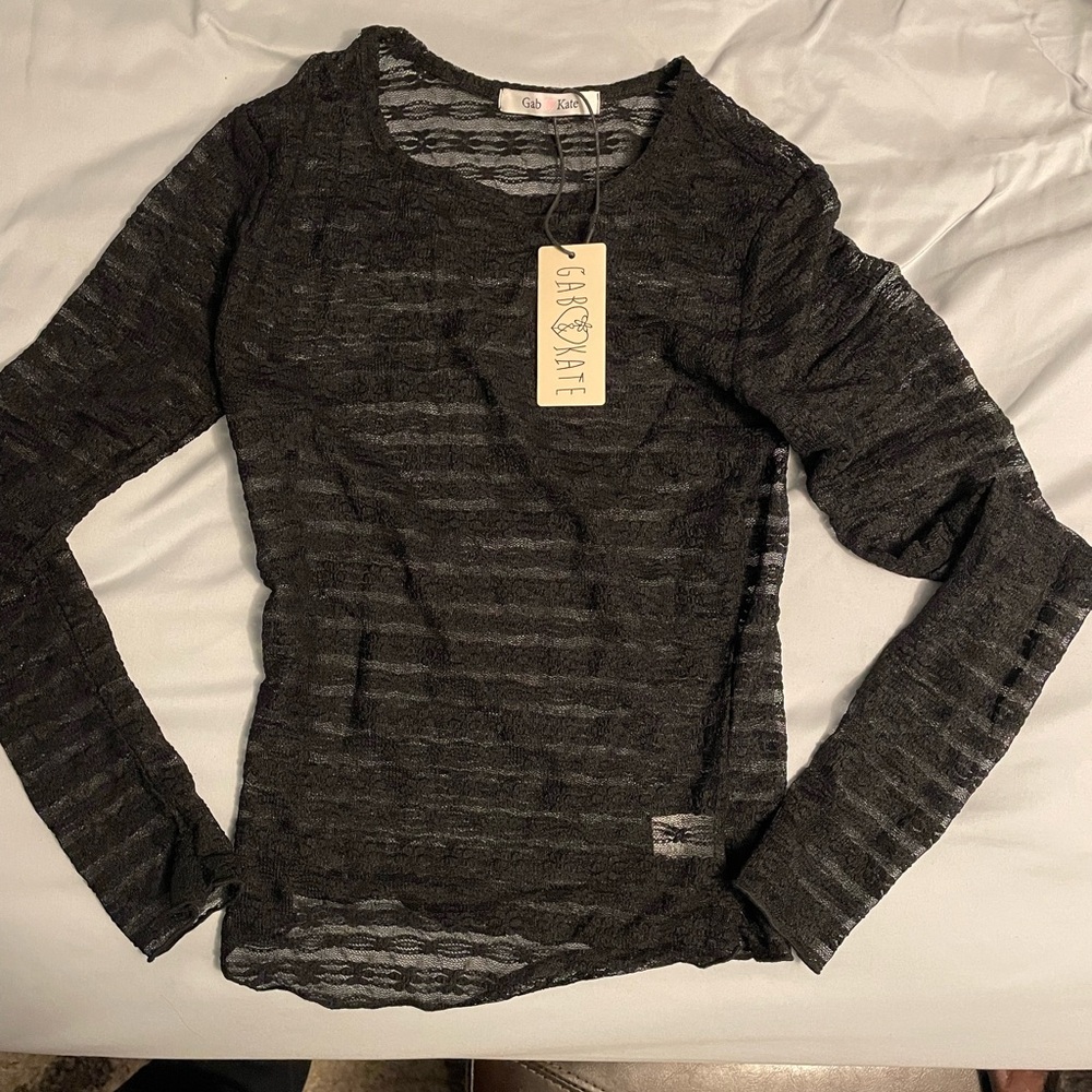 Gab and Kate Black Lace Mesh Top
